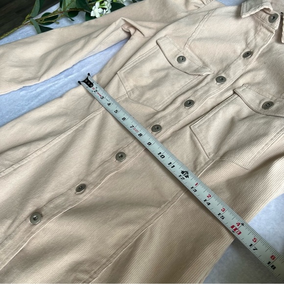 Forever 21 Cream Corduroy Shirt Dress Long Sleeve A-Line Exposed Buttons - Picture 6 of 12